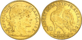 Francia. 1906. III República. 10 francos. (Fr. 597) (Kr. 846). 3,21 g. MBC-.