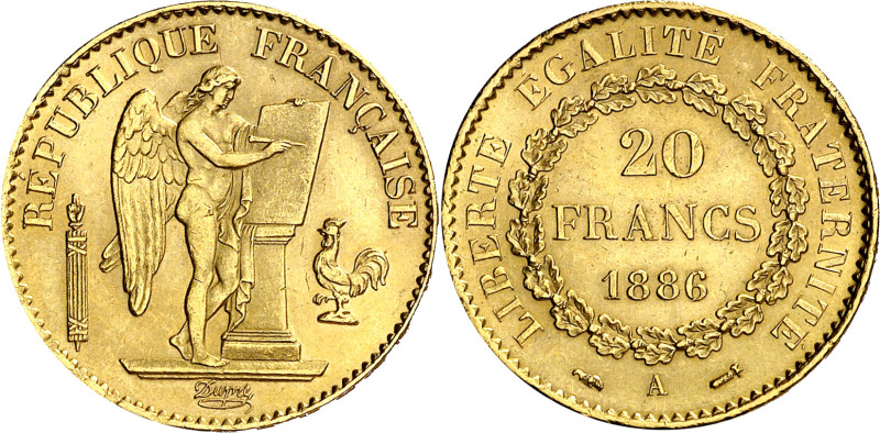 Francia. 1886. III República. A (París). 20 francos. (Fr. 592) (Kr. 825). AU. 6,...