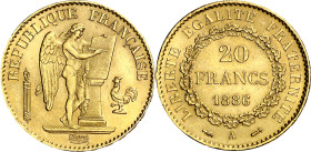 Francia. 1886. III República. A (París). 20 francos. (Fr. 592) (Kr. 825). AU. 6,44 g. EBC-.