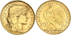 Francia. 1906. III República. 20 francos. (Fr. 596) (Kr. 847). AU. 6,44 g. EBC-.