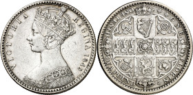 Gran Bretaña. 1849. Victoria. 1 florín. (Kr. 745). AG. 11,28 g. MBC+.