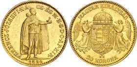 Hungría. 1894. Francisco José I. KB (Kremnitz). 20 coronas. (Fr. 250) (Kr. 486). AU. 6,77 g. EBC.
