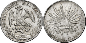 México. 1891. Guanajuato. RS. 8 reales. (Kr. 377.8). Golpecitos. AG. 26,88 g. MBC+.