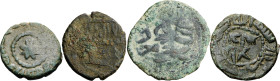 Emires Dependientes de Damasco. Lote de 3 feluses con diversas partes de la leyenda visibles, junto con un felus norte-africano del mismo período, del...