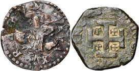 Carlos I y Felipe III. Nápoles. 2 y 3 caballos. Lote de 2 monedas. BC-/MBC.