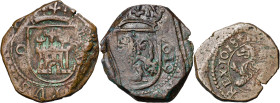Cuenca. Lote de 3 monedas de 4 maravedís 1618 y 8 maravedís 1618 y 1619. Ex Áureo & Calicó 31/05/2018, nº 1516. BC+/MBC.