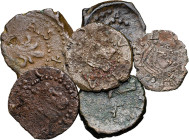 Felipe IV. Lleida. 1 diner. Lote de 6 monedas con busto a derecha. A examinar. BC/MBC-.
