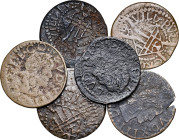 1642. Guerra dels Segadors. Bellpuig. 1 sisè. Lote de 6 monedas, diversas variantes. A examinar. BC/MBC-.