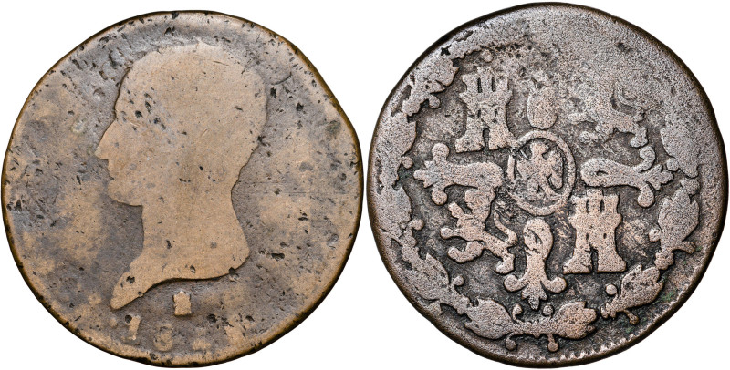 (¿1810?) y 1812. José Napoleón. Segovia. 8 maravedís. Lote de 2 monedas. BC-/BC....