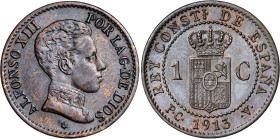 1906*6 y 1913*3. Alfonso XIII. 1 céntimo. Lote de 2 monedas. MBC+/EBC.