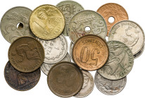 1862 a 1938. Lote de 16 monedas, desde Isabel II hasta Franco. A examinar. BC/EBC-.