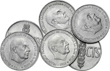 1966*67 a 69, 71 a 73. Franco. 50 céntimos. Lote de 6 monedas. A examinar. EBC/Proof.
