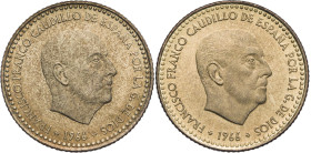 1966*1972 y 1975. Franco. 1 peseta. Lote de 2 monedas. A examinar. S/C-/S/C.