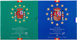 1992 y 1993. Juan Carlos I. Dos expositores oficiales con la serie de las Pesetas. S/C.