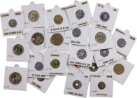 1975 a 2001. Juan Carlos I. Lote de 22 monedas de diversos valores, con errores de acuñación. Interesante conjunto. Imprescindible examinar. EBC/S/C....