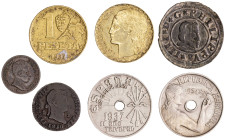 1664 a 1937. Lote de 7 monedas españolas. A examinar. MBC-/EBC-.