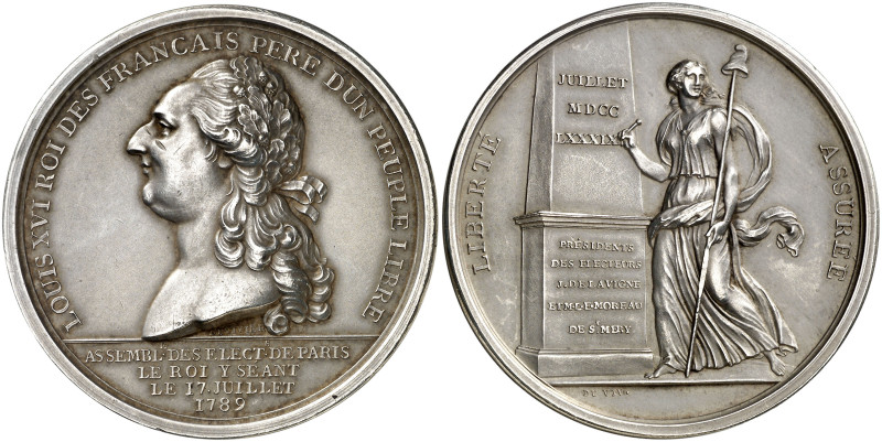 Francia. 1789. Luis XVI. El rey ante la Asamblea de Electores de París. Medalla....