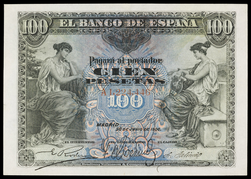 1906. 100 pesetas. (Ed. B97a) (Ed. 313a). 30 de junio. Serie A. Restaurado. (EBC...