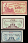 1937. Asturias y León. 25, 40 céntimos y 1 peseta. (Ed. C45, C46 y C48) (Ed. 394, 395 y 397). 3 billetes. MBC-/S/C-.