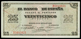 1938. 25 pesetas. (Ed. D31a) (Ed. 430a). 20 de mayo, serie B. MBC+.
