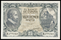 1940. 25 pesetas. (Ed. D37a) (Ed. 436a). 9 de enero, Juan de Herrera. Serie E. Leve doblez. EBC+.