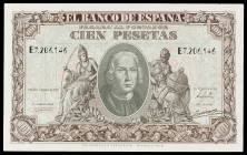 1940. 100 pesetas. (Ed. D39a) (Ed. 438a). 9 de enero, Colón. Serie E. Lavado y planchado. (EBC+).