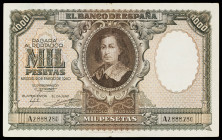 1940. 1000 pesetas. (Ed. D41) (Ed. 440). 9 de enero, Murillo. Dobleces. Raro. MBC-.