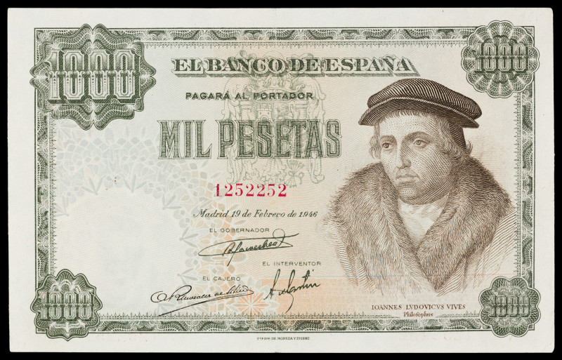 1946. 1000 pesetas. (Ed. D54) (Ed. 453). 19 de febrero, Vives. Lavado y planchad...