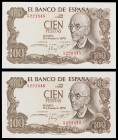 1970. 100 pesetas. (Ed. D73) (Ed. 472). 17 de noviembre, Falla. Pareja correlativa, sin serie. S/C-.