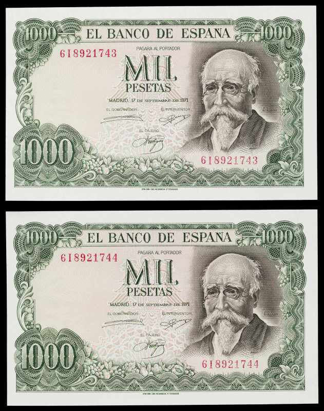 1971. 1000 pesetas. (Ed. D75b) (Ed. 474c). 17 de septiembre, Echegaray. Pareja c...