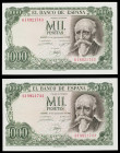 1971. 1000 pesetas. (Ed. D75b) (Ed. 474c). 17 de septiembre, Echegaray. Pareja correlativa, serie 6I. Leve doblez. EBC+.