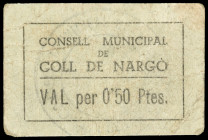 Coll de Nargó. 50 céntimos. (T. 997). Cartón. Muy raro. MBC-.