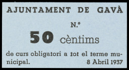 Gavà. 50 céntimos. (T. 1279e). Cartón. Escaso. EBC.