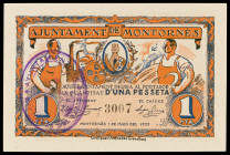 Montornès del Vallès. 1 peseta. (T. 1827). Raro y más así. EBC+.