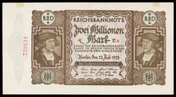Alemania. 1923. Banco de la República de Weimar. 2 millones de marcos. (Pick 89a). Restos de charnela. EBC+.