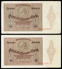 Alemania. 1923. Banco de la República de Weimar. 5 millones de marcos. (Pick 90). MBC-/MBC+.