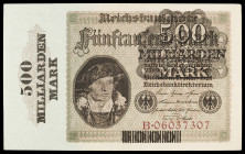 Alemania. 1923. Banco de la República de Weimar. 500000 millones de marcos sobre 5000 millones. (Pick 124a). Raro. MBC+.