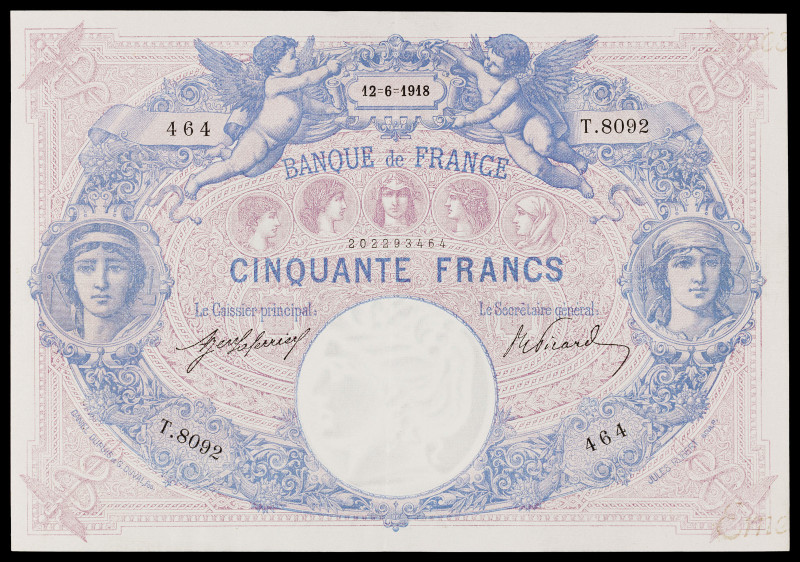 Francia. 1918. Banco de Francia. 50 francos. (Pick 64). 12 de junio. Firmas: J. ...