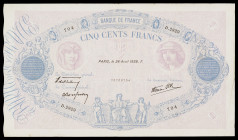 Francia. 1938. Banco de Francia. 500 francos. (Pick 88c). 28 de abril. Firmas: H. de Bletterie, P. Rousseau y R. Favre-Gilly. MBC-.