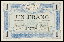 Guayana Francesa. (1917-19). Banco de Guayana. 1 franco. (Pick 5). EBC-.