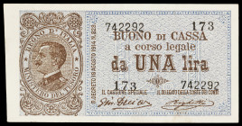 Italia. 1920-1922. Bono de Efectivo. 1 lira. (Pick 36b). Pequeños pliegues. MBC+.MBC+.