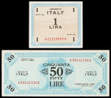Italia. 1944. Ocupación aliada. 1 y 50 liras. (Pick M10 y M20a). EBC/S/C-.