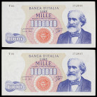 Italia. 1962. Banco de Italia. 1000 liras. (Pick 96a). Pareja correlativa. EBC-.