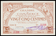 Oceanía Francesa. L. 1919. Cámara de Comercio. 25 céntimos. (Pick 1). Serie D. EBC.