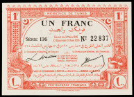 Túnez. 1920. Regencia de Túnez. 1 franco. (Pick 49). 3 de marzo. S/C-.