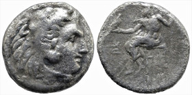 Greek
KINGS of MACEDON. Alexander III. (Circa 33-323 BC).
AR Drachm (14.8mm 3.87g)
Obv: Head of Herakles to right, wearing lion skin headdress 
Rev: Z...