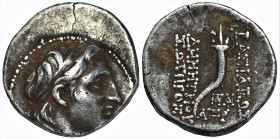Greek
SELEUCID KINGDOM. Demetrios I Soter (162-150 BC). Antioch on the Orontes
AR Drachm (15.8mm 4.1g)
Obv: Diademed head of Demetrius I right 
Rev: B...
