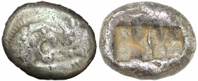 Greek
KINGS of LYDIA. Kroisos (circa 560-546 BC). Sardes
AR Siglos (13.5mm 5.13) . 
Obv: Confronted foreparts of a lion and a bull. 
Rev: Two incuse s...