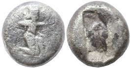 Greek
ACHAEMENID EMPIRE. Time of Darios I to Xerxes II (485-420 BC). Sardes.
AR Siglos (10mm 3.23g)
Obv: Persian king in kneeling-running stance right...