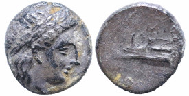 Greek 
BITHYNIA. Kios. (Circa 350-300 BC).
AR Hemidrachm (11.2mm 2.14g)
Obv: Laureate head of Apollo right.
Rev: Prow of galley left,
SNG von Aulock 5...